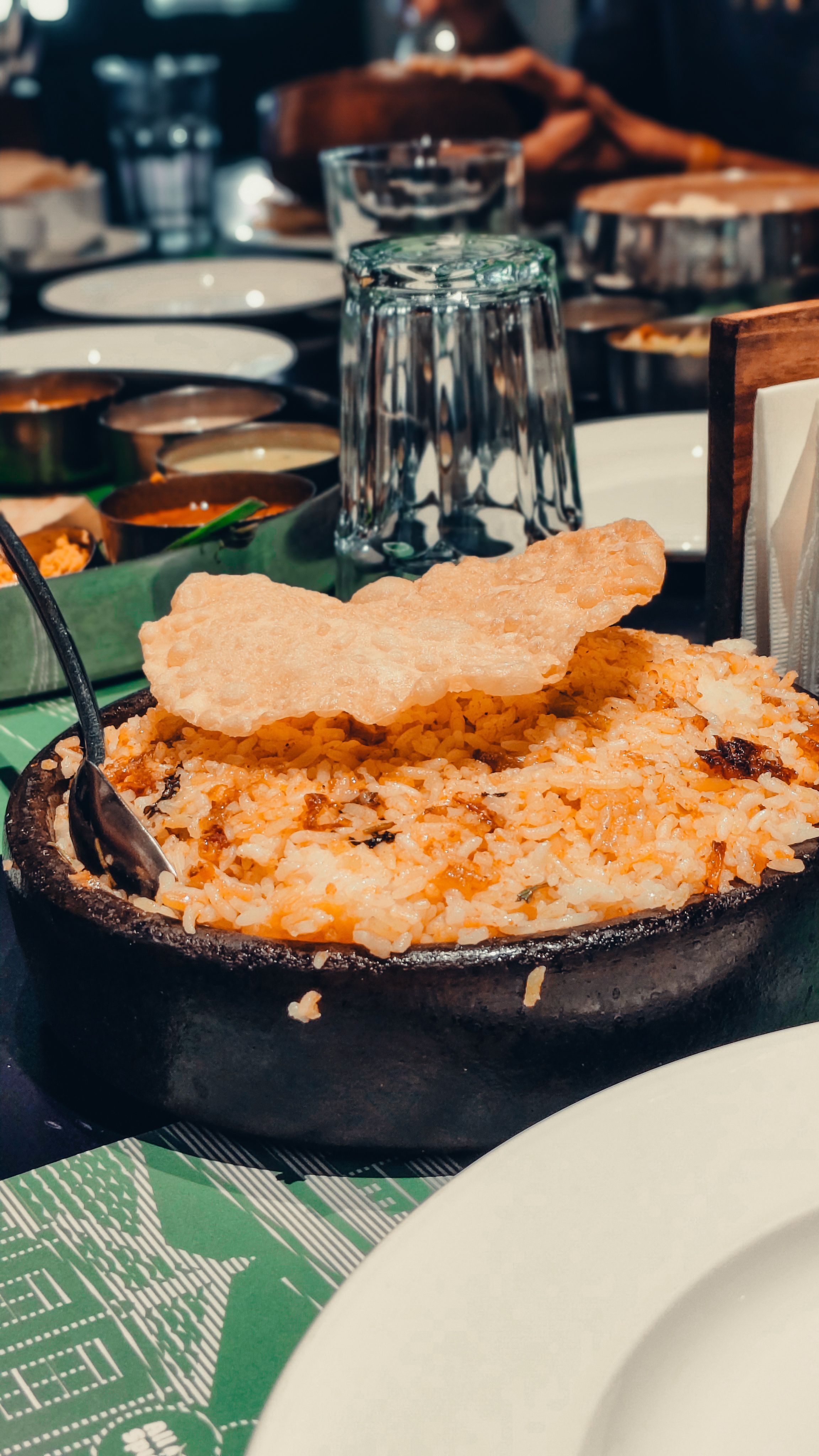 Aromatic biryani with papadum